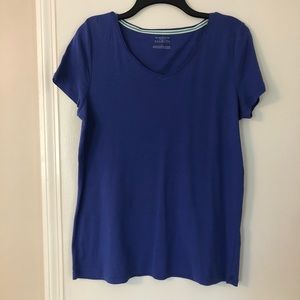 Talbots L Blue V-Neck Short Sleeve Shirt